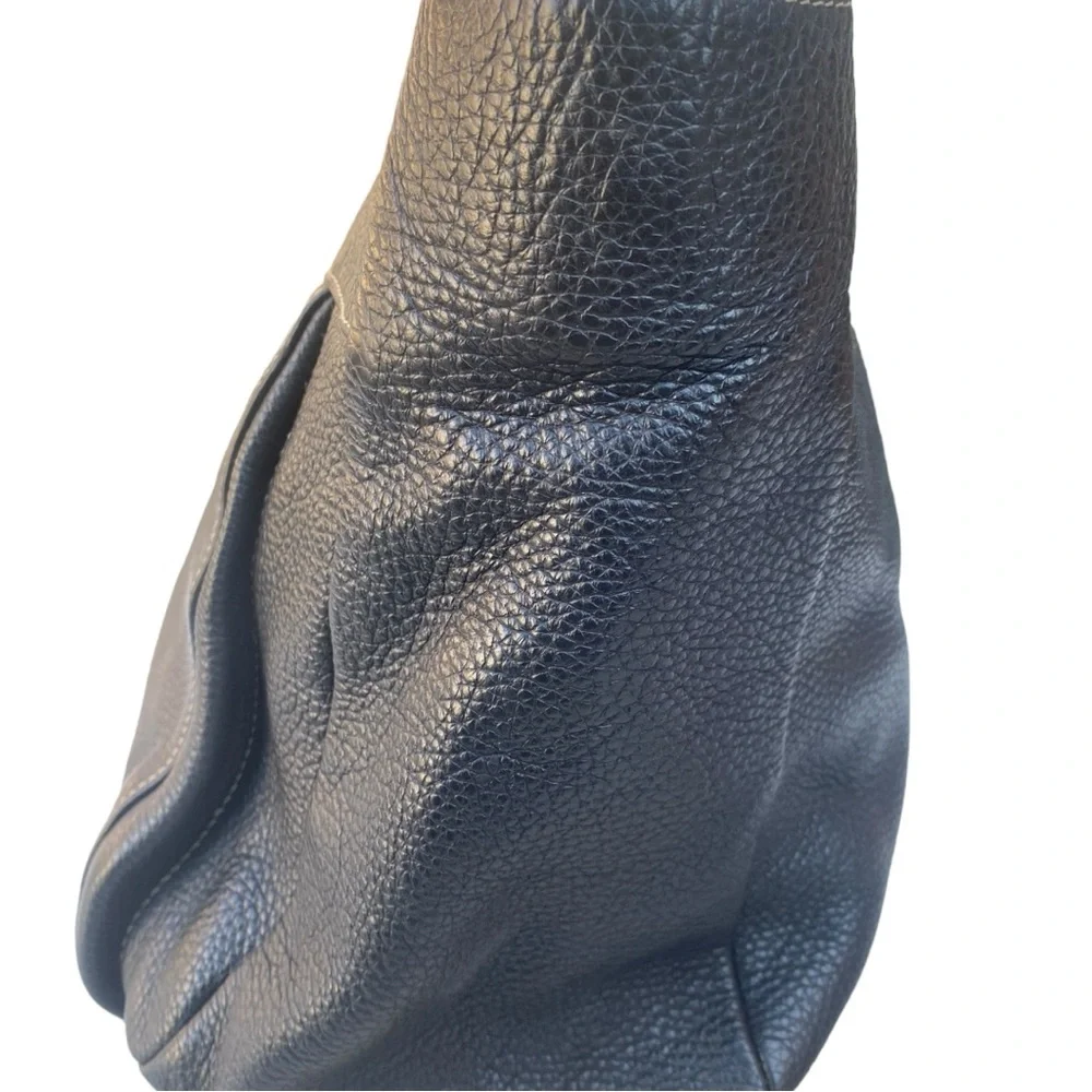 FURLA Black Pebbled Leather Hobo Handbag Purse Bag - Picture 10 of 16